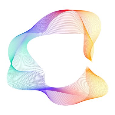 Tasarım elemanları. Bir sürü mor çizgi çemberi dalgası. Beyaz arka planda soyut dalgalı çizgiler izole edildi. Vektör illüstrasyon EPS 10. Harmanlama Aracı kullanılarak oluşturulan çizgilerle renkli dalgalar