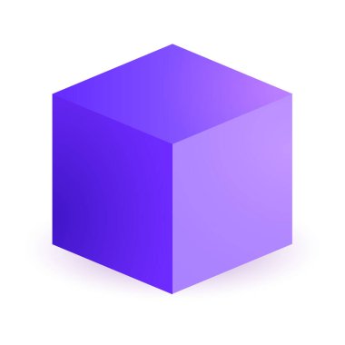 3D küp modeli, gölgeli üst görünümü izole ediyor. Vektör illüstrasyon eps10 izole boş karton açık veya kağıt kutu paket şablonu şeffaf beyaz arkaplan