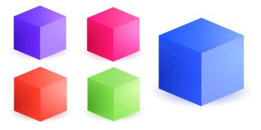 3D küp modeli, gölgeli üst görünümü izole ediyor. Vektör illüstrasyon eps10 izole boş karton açık veya kağıt kutu paket şablonu şeffaf beyaz arkaplan