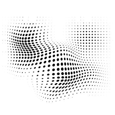 Tasarım ögeleri sembolü Düzenlenebilir simge - Yarım ton daireler, yarım ton nokta deseni beyaz arkaplan. Vektör illüstrasyonu, teknoloji ve kozmetik için siyah soyut rastgele noktalar içeren 10 kare ekliyor.