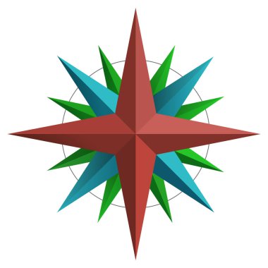 Tasarım elemanları. Origami tarzında gölgelendirilmiş yıldız logosu renk simgesi gül oku. Vektör illüstrasyon EPS 10. Reklam sunumlarınız için muhteşem grafik 3d etkisi, kapak kitabı, harita işareti