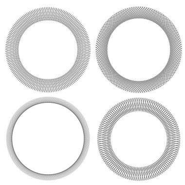 Tasarım elemanları. Bir sürü siyah çizgi çemberi dalgası. Beyaz arka planda soyut dalgalı çizgiler izole edildi. Vektör illüstrasyon EPS 10. Harmanlama Aracı kullanılarak oluşturulan çizgilerle renkli dalgalar