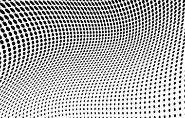 Parçacık dalgası. Gelecekçi nokta dalgası. Vektör çizimi. Dinamik dalgalı soyut bir arkaplan. Dalga 3d