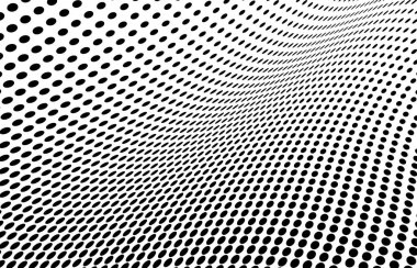 Parçacık dalgası. Gelecekçi nokta dalgası. Vektör çizimi. Dinamik dalgalı soyut bir arkaplan. Dalga 3d