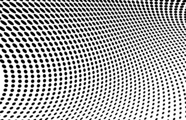 Parçacık dalgası. Gelecekçi nokta dalgası. Vektör çizimi. Dinamik dalgalı soyut bir arkaplan. Dalga 3d