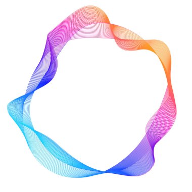 Tasarım elemanları. Bir sürü mor çizgi çemberi dalgası. Beyaz arka planda soyut dalgalı çizgiler izole edildi. Vektör illüstrasyon EPS 10. Harmanlama Aracı kullanılarak oluşturulan çizgilerle renkli dalgalar