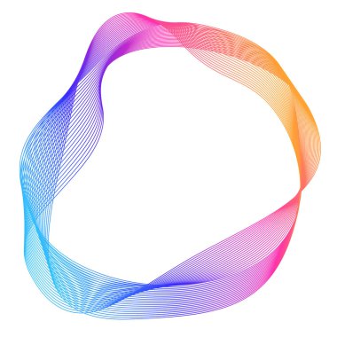 Tasarım elemanları. Bir sürü mor çizgi çemberi dalgası. Beyaz arka planda soyut dalgalı çizgiler izole edildi. Vektör illüstrasyon EPS 10. Harmanlama Aracı kullanılarak oluşturulan çizgilerle renkli dalgalar