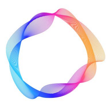 Tasarım elemanları. Bir sürü mor çizgi çemberi dalgası. Beyaz arka planda soyut dalgalı çizgiler izole edildi. Vektör illüstrasyon EPS 10. Harmanlama Aracı kullanılarak oluşturulan çizgilerle renkli dalgalar