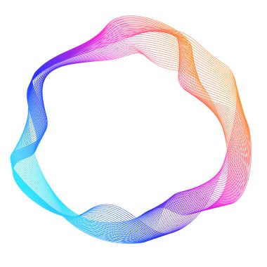 Tasarım elemanları. Bir sürü mor çizgi çemberi dalgası. Beyaz arka planda soyut dalgalı çizgiler izole edildi. Vektör illüstrasyon EPS 10. Harmanlama Aracı kullanılarak oluşturulan çizgilerle renkli dalgalar