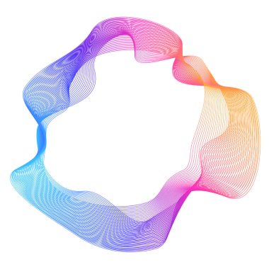 Tasarım elemanları. Bir sürü mor çizgi çemberi dalgası. Beyaz arka planda soyut dalgalı çizgiler izole edildi. Vektör illüstrasyon EPS 10. Harmanlama Aracı kullanılarak oluşturulan çizgilerle renkli dalgalar