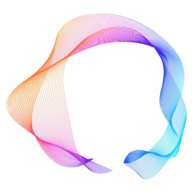 Tasarım elemanları. Bir sürü mor çizgi çemberi dalgası. Beyaz arka planda soyut dalgalı çizgiler izole edildi. Vektör illüstrasyon EPS 10. Karışımı kullanarak çizgiler oluşturulmuş renkli dalgalar