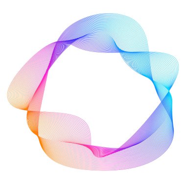 Tasarım elemanları. Bir sürü mor çizgi çemberi dalgası. Beyaz arka planda soyut dalgalı çizgiler izole edildi. Vektör illüstrasyon EPS 10. Karışımı kullanarak çizgiler oluşturulmuş renkli dalgalar