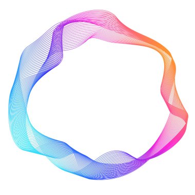 Tasarım elemanları. Bir sürü mor çizgi çemberi dalgası. Beyaz arka planda soyut dalgalı çizgiler izole edildi. Vektör illüstrasyon EPS 10. Karışımı kullanarak çizgiler oluşturulmuş renkli dalgalar