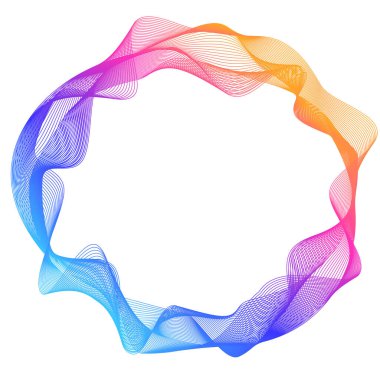 Tasarım elemanları. Bir sürü mor çizgi çemberi dalgası. Beyaz arka planda soyut dalgalı çizgiler izole edildi. Vektör illüstrasyon EPS 10. Karışımı kullanarak çizgiler oluşturulmuş renkli dalgalar