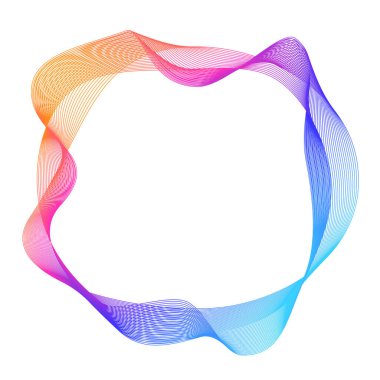 Tasarım elemanları. Bir sürü mor çizgi çemberi dalgası. Beyaz arka planda soyut dalgalı çizgiler izole edildi. Vektör illüstrasyon EPS 10. Karışımı kullanarak çizgiler oluşturulmuş renkli dalgalar