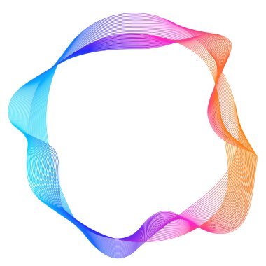 Tasarım elemanları. Bir sürü mor çizgi çemberi dalgası. Beyaz arka planda soyut dalgalı çizgiler izole edildi. Vektör illüstrasyon EPS 10. Karışımı kullanarak çizgiler oluşturulmuş renkli dalgalar