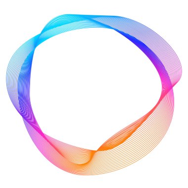 Tasarım elemanları. Bir sürü mor çizgi çemberi dalgası. Beyaz arka planda soyut dalgalı çizgiler izole edildi. Vektör illüstrasyon EPS 10. Karışımı kullanarak çizgiler oluşturulmuş renkli dalgalar