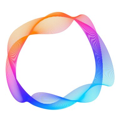 Tasarım elemanları. Bir sürü mor çizgi çemberi dalgası. Beyaz arka planda soyut dalgalı çizgiler izole edildi. Vektör illüstrasyon EPS 10. Karışımı kullanarak çizgiler oluşturulmuş renkli dalgalar