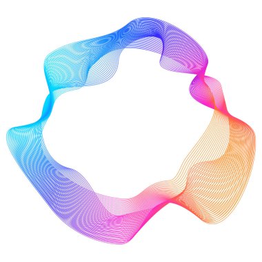 Tasarım elemanları. Bir sürü mor çizgi çemberi dalgası. Beyaz arka planda soyut dalgalı çizgiler izole edildi. Vektör illüstrasyon EPS 10. Karışımı kullanarak çizgiler oluşturulmuş renkli dalgalar