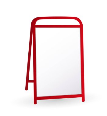 İzole edilmiş temiz beyaz arka planda 3 boyutlu bir reklam tezgahı. Tasarım şablonu tasarımcılar için boş pankart görüntüleme şablonu. Vektör illüstrasyon EPS 10 Tanıtım Sunumu