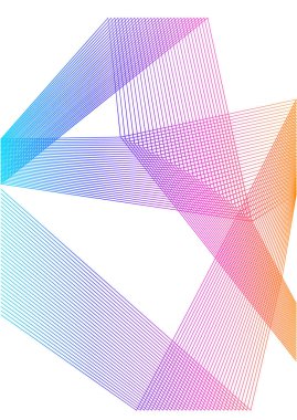 Tasarım elemanı kıvrımlı keskin köşeler birçok çizgi sallıyor. Beyaz arka planda soyut dikey kırık çizgiler izole edildi. Yaratıcı çizgi sanatı. Vektör illüstrasyon EPS 10. Harman Aracı kullanılarak oluşturulan renk çizgisi