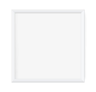 Şeffaf arkaplanda gölgesi olan kare çerçeve tasarımı sunumu. İzole edilmiş boş masa vektörü illüstrasyonu üzerinde 3B Pankart Duruşu Fotoğraf, resim ve metin tanıtımı için EPS 10