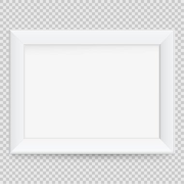 Şeffaf arkaplanda gölgesi olan kare çerçeve tasarımı sunumu. İzole edilmiş boş masa vektörü illüstrasyonu üzerinde 3B Pankart Duruşu Fotoğraf, resim ve metin tanıtımı için EPS 10