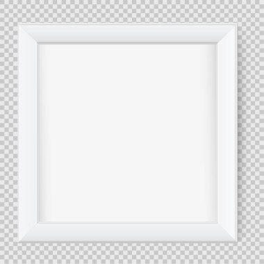 Şeffaf arkaplanda gölgesi olan kare çerçeve tasarımı sunumu. İzole edilmiş boş masa vektörü illüstrasyonu üzerinde 3B Pankart Duruşu Fotoğraf, resim ve metin tanıtımı için EPS 10