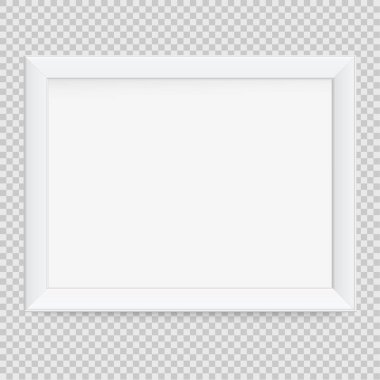 Şeffaf arkaplanda gölgesi olan kare çerçeve tasarımı sunumu. İzole edilmiş boş masa vektörü illüstrasyonu üzerinde 3B Pankart Duruşu Fotoğraf, resim ve metin tanıtımı için EPS 10
