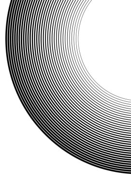 Beyaz siyah renk. Doğrusal arkaplan. Tasarım elemanları. Bir sürü gri çizgi dalgası. Koruyucu katman banknotlar, sertifika şablonu. İnceden kalın EPS10 'a farklı kalınlıkta vektör çizgileri