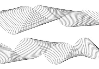 Renkli çizgilerin dalgası. Beyaz arka planda soyut dalgalı çizgiler izole edilmiş. Yaratıcı çizgi sanatı. Vektör illüstrasyon EPS 10. Karıştırma Aracı kullanılarak dizayn ögeleri oluşturuldu. Eğik düz bant
