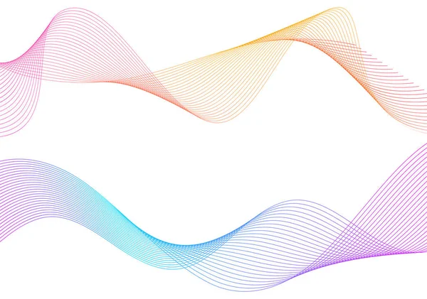 Renkli çizgilerin dalgası. Beyaz arka planda soyut dalgalı çizgiler izole edilmiş. Yaratıcı çizgi sanatı. Vektör illüstrasyon EPS 10. Karıştırma Aracı kullanılarak dizayn ögeleri oluşturuldu. Eğik düz bant