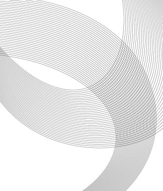 Tasarım elemanları. Bir sürü gri çizgi dalgası. Beyaz arka planda soyut dalgalı çizgiler izole edildi. Yaratıcı çizgi sanatı. Vektör illüstrasyon EPS 10. Harman Aracı kullanılarak oluşturulan çizgilerle renkli parlak dalgalar