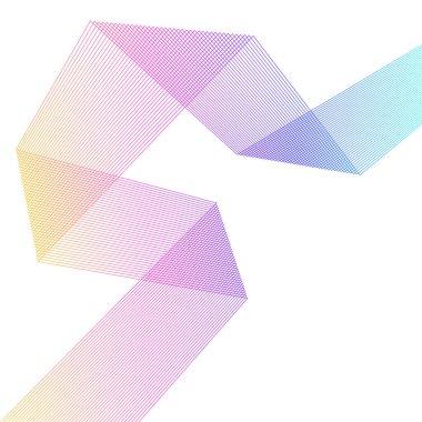 Tasarım elemanı kıvrımlı keskin köşeler birçok çizgi sallıyor. Beyaz arka planda soyut dikey kırık çizgiler izole edildi. Yaratıcı çizgi sanatı. Vektör illüstrasyon EPS 10. Harman Aracı kullanılarak oluşturulan renk çizgisi