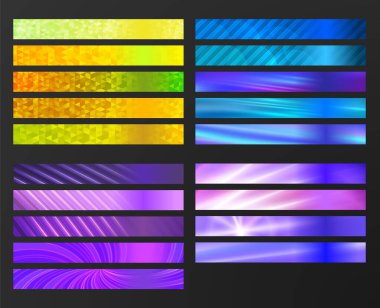 Tasarım elemanları iş sunum şablonunu ayarla. Vektör illüstrasyon yatay web pankartları arka plan, soyut bulanık form. Web düğmeleri şablonu için EPS 10, web sitesi sunumu