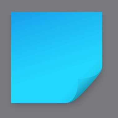 Sayfa kıvrımları ve boş kağıtlar. Mavi kağıt çıkartması. Reklam elemanı ve promosyon mesajı gri arka planda izole edildi. Tasarım ve işiniz için vektör illüstrasyonuName