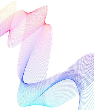 Tasarım elemanları. Bir sürü çizgi dalgası. Beyaz arka planda soyut dalgalı çizgiler izole edildi. Yaratıcı çizgi sanatı. Vektör illüstrasyon EPS 10. Harmanlama Aracı kullanılarak oluşturulan çizgilerle renkli dalgalar