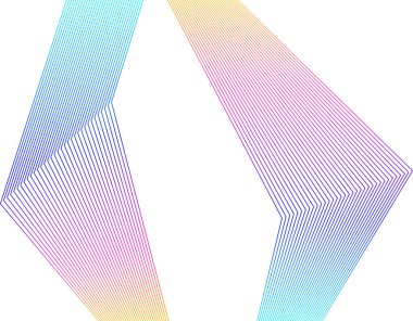 Tasarım elemanı kıvrımlı keskin köşeler birçok çizgi sallıyor. Beyaz arka planda soyut dikey kırık çizgiler izole edildi. Yaratıcı çizgi sanatı. Vektör illüstrasyon EPS 10. Harman Aracı kullanılarak oluşturulan renk çizgisi