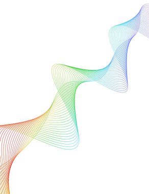 Tasarım elemanları. Bir sürü çizgi dalgası. Beyaz arka planda soyut dalgalı çizgiler izole edildi. Yaratıcı çizgi sanatı. Vektör illüstrasyon EPS 10. Harmanlama Aracı kullanılarak oluşturulan çizgilerle renkli dalgalar