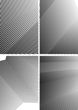 Beyaz siyah renk. Doğrusal arkaplan. Tasarım elemanları. Poligonal çizgiler. Banknotlar için koruyucu katman, sertifika şablonu. İnceden kalın EPS 10 'a farklı kalınlıklarda vektör vektör çizgileri