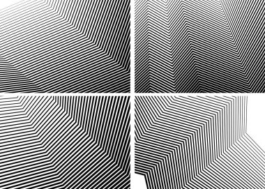 Beyaz siyah renk. Doğrusal arkaplan. Tasarım elemanları. Poligonal çizgiler. Banknotlar için koruyucu katman, sertifika şablonu. İnceden kalın EPS 10 'a farklı kalınlıklarda vektör vektör çizgileri