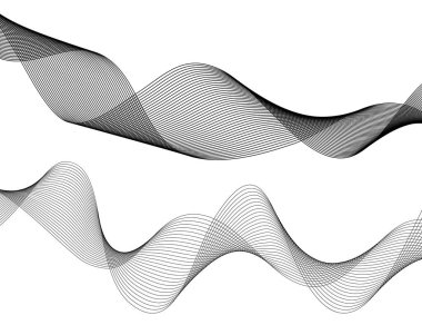 Renkli çizgilerin dalgası. Beyaz arka planda soyut dalgalı çizgiler izole edilmiş. Yaratıcı çizgi sanatı. Vektör illüstrasyon EPS 10. Karıştırma Aracı kullanılarak dizayn ögeleri oluşturuldu. Eğik düz bant