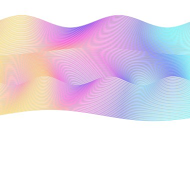 Tasarım elemanları. Bir sürü renk dalgası. Beyaz arka planda soyut dalgalı çizgiler. Yaratıcı çizgi sanatı. Vektör illüstrasyon EPS 10. Harman Aracı kullanılarak oluşturulan çizgilerle renkli parlak dalgalar