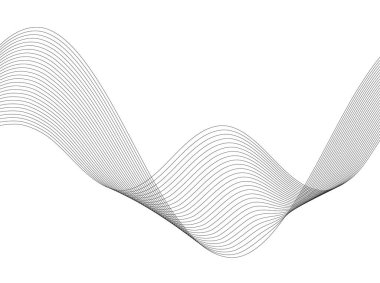 Tasarım elemanları. Bir sürü gri çizgi dalgası. Beyaz arka planda soyut dalgalı çizgiler izole edildi. Yaratıcı çizgi sanatı. Vektör illüstrasyon EPS 10. Harman Aracı kullanılarak oluşturulan çizgilerle renkli parlak dalgalar.