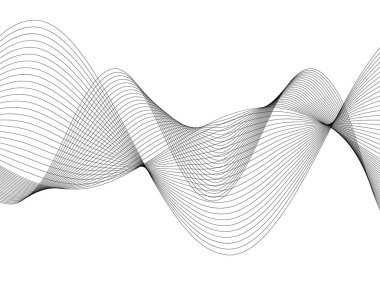 Tasarım elemanları. Bir sürü gri çizgi dalgası. Beyaz arka planda soyut dalgalı çizgiler izole edildi. Yaratıcı çizgi sanatı. Vektör illüstrasyon EPS 10. Harman Aracı kullanılarak oluşturulan çizgilerle renkli parlak dalgalar.