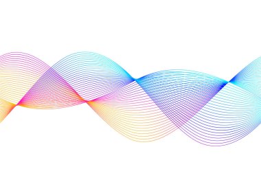 Tasarım elemanları. Bir sürü gri çizgi dalgası. Beyaz arka planda soyut dalgalı çizgiler izole edildi. Yaratıcı çizgi sanatı. Vektör illüstrasyon EPS 10. Harman Aracı kullanılarak oluşturulan çizgilerle renkli parlak dalgalar.