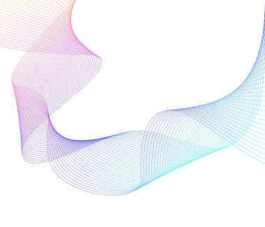 Tasarım elemanları. Bir sürü gri çizgi dalgası. Beyaz arka planda soyut dalgalı çizgiler izole edildi. Yaratıcı çizgi sanatı. Vektör illüstrasyon EPS 10. Harman Aracı kullanılarak oluşturulan çizgilerle renkli parlak dalgalar.