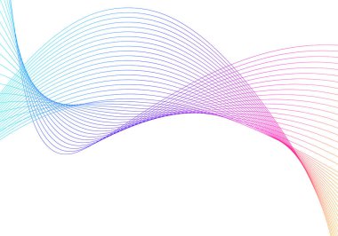 Tasarım elemanları. Bir sürü gri çizgi dalgası. Beyaz arka planda soyut dalgalı çizgiler izole edildi. Yaratıcı çizgi sanatı. Vektör illüstrasyon EPS 10. Harman Aracı kullanılarak oluşturulan çizgilerle renkli parlak dalgalar.