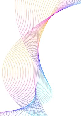 Tasarım elemanları. Bir sürü gri çizgi dalgası. Beyaz arka planda soyut dalgalı çizgiler izole edildi. Yaratıcı çizgi sanatı. Vektör illüstrasyon EPS 10. Harman Aracı kullanılarak oluşturulan çizgilerle renkli parlak dalgalar.