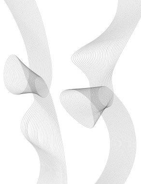 Tasarım elemanları. Bir sürü gri çizgi dalgası. Beyaz arka planda soyut dalgalı çizgiler izole edildi. Yaratıcı çizgi sanatı. Vektör illüstrasyon EPS 10. Harman Aracı kullanılarak oluşturulan çizgilerle renkli parlak dalgalar.